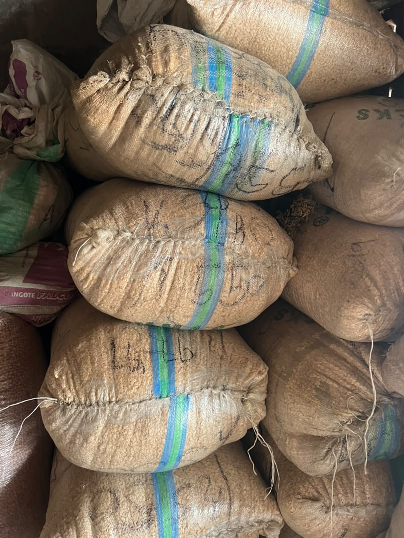 Stacked bags of groundnut at Iyabeji Ventures, Bodija International Market